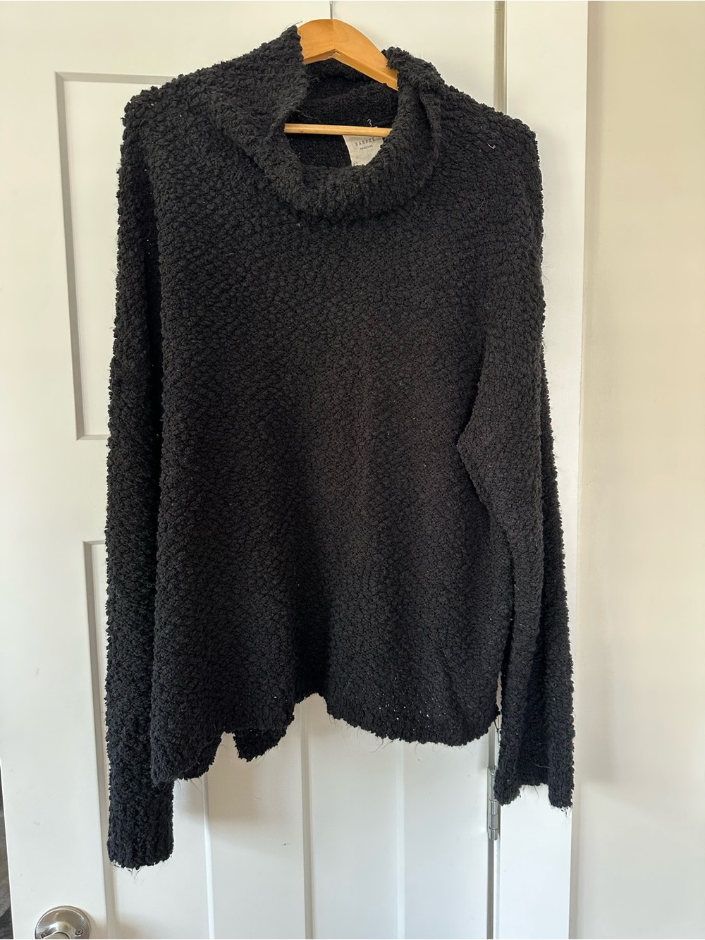 Women's Black Cowl Neck Sweater - Plush Knit Comfort
